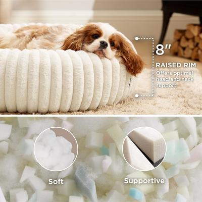 Show full view: Bedsure Donut Bolster Dog Bed with Removable Cover, Cream, Medium slide 3 of 10