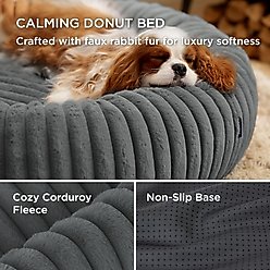 Bedsure Donut Bolster Dog Bed with Removable Cover, Grey, Medium slide 2 of 7