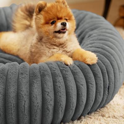 Show full view: Bedsure Donut Bolster Dog Bed with Removable Cover, Grey, Small slide 7 of 9