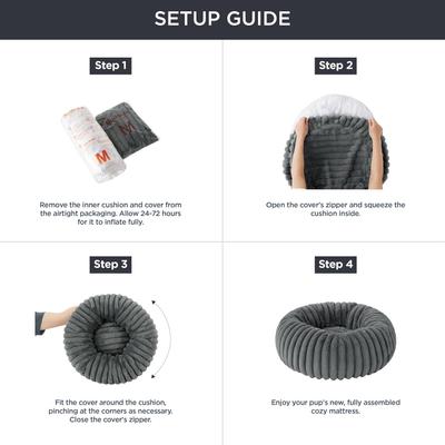 Show full view: Bedsure Donut Bolster Dog Bed with Removable Cover, Cream, X-Small slide 5 of 9