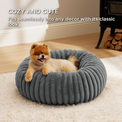 Show full view: Bedsure Donut Bolster Dog Bed with Removable Cover, Grey, Small slide 4 of 9