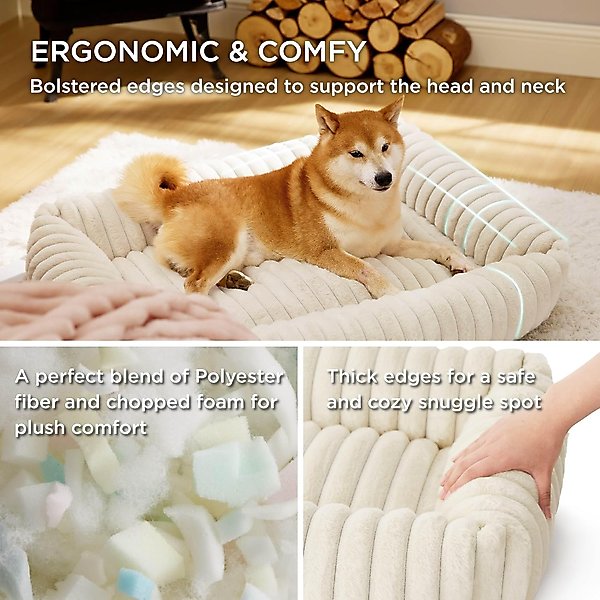 Bedsure Orthopedic Bolster Dog Bed with Removable Cover