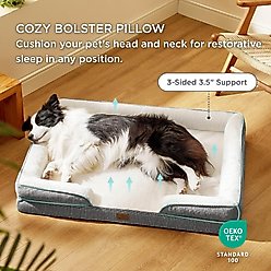 Bedsure Orthopedic Bolster Dog Sofa Bed with Removable Cover, Black Checks, Large slide 2 of 6
