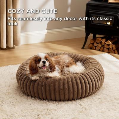 Show full view: Bedsure Donut Bolster Dog Bed with Removable Cover, Copper Brown, Medium slide 4 of 9