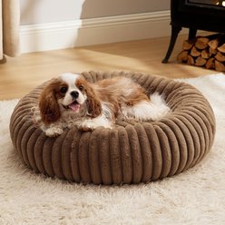 Bedsure Donut Bolster Dog Bed with Removable Cover, Copper Brown, Medium
