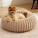 Bedsure Donut Bolster Dog Bed with Removable Cover, Sandy Tan, Small