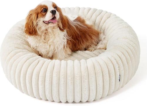 Show full view: Bedsure Donut Bolster Dog Bed with Removable Cover, Cream, Medium slide 8 of 10