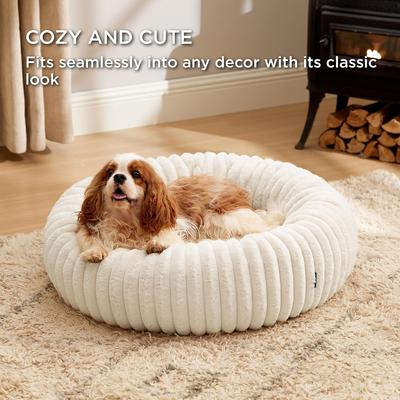 Show full view: Bedsure Donut Bolster Dog Bed with Removable Cover, Cream, Medium slide 5 of 10