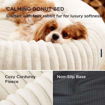 Show full view: Bedsure Donut Bolster Dog Bed with Removable Cover, Cream, X-Small slide 3 of 9