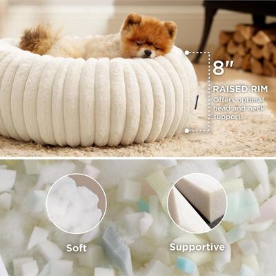 Show full view: Bedsure Donut Bolster Dog Bed with Removable Cover, Cream, Small slide 2 of 9