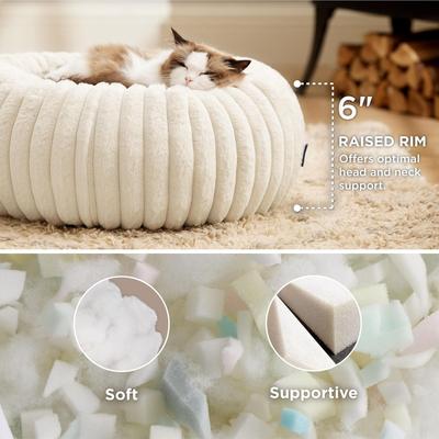 Show full view: Bedsure Donut Bolster Dog Bed with Removable Cover, Cream, X-Small slide 2 of 9