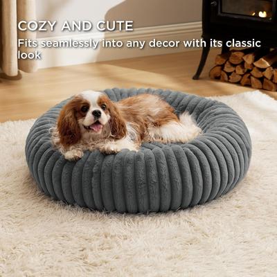 Show full view: Bedsure ComfyFleece Donut Bolster Dog Bed with Removable Cover, Grey, Medium slide 4 of 9