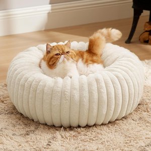 Bedsure Donut Bolster Dog Bed with Removable Cover, Cream, X-Small