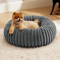 Bedsure Donut Bolster Dog Bed with Removable Cover, Grey, Small