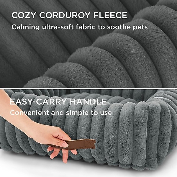 Show full view: Bedsure Orthopedic Bolster Dog Bed with Removable Cover, Warm Grey, Small slide 3 of 8