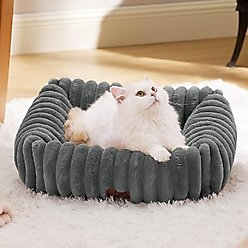 Bedsure Orthopedic Bolster Dog Bed with Removable Cover, Warm Grey, Small