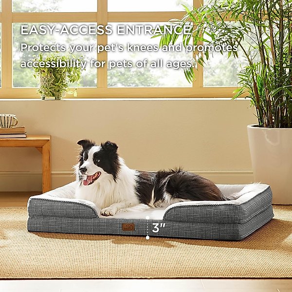 Show full view: Bedsure Orthopedic Bolster Dog Sofa Bed with Removable Cover, Black Checks, Large slide 5 of 8