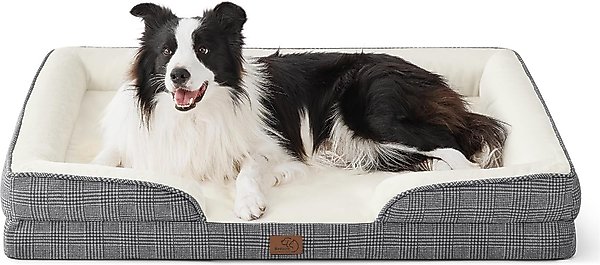 Show full view: Bedsure Orthopedic Bolster Dog Sofa Bed with Removable Cover, Black Checks, Large slide 1 of 8
