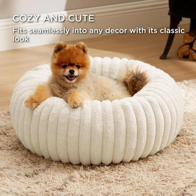 Show full view: Bedsure Donut Bolster Dog Bed with Removable Cover, Cream, Small slide 4 of 9