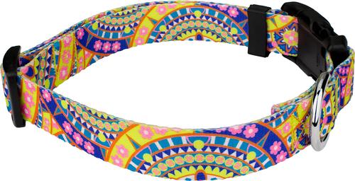 Show full view: Country Brook Petz Deluxe Yellow Boho Mandala Dog Collar, Large: 16 to 22-in neck, 1-in wide slide 4 of 5
