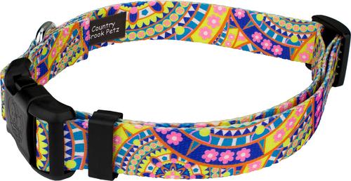 Show full view: Country Brook Petz Deluxe Yellow Boho Mandala Dog Collar, Large: 16 to 22-in neck, 1-in wide slide 3 of 5