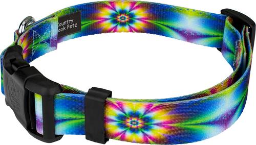Show full view: Country Brook Petz Deluxe Tie Dye Flowers Dog Collar, Large: 16 to 22-in neck, 1-in wide slide 4 of 6