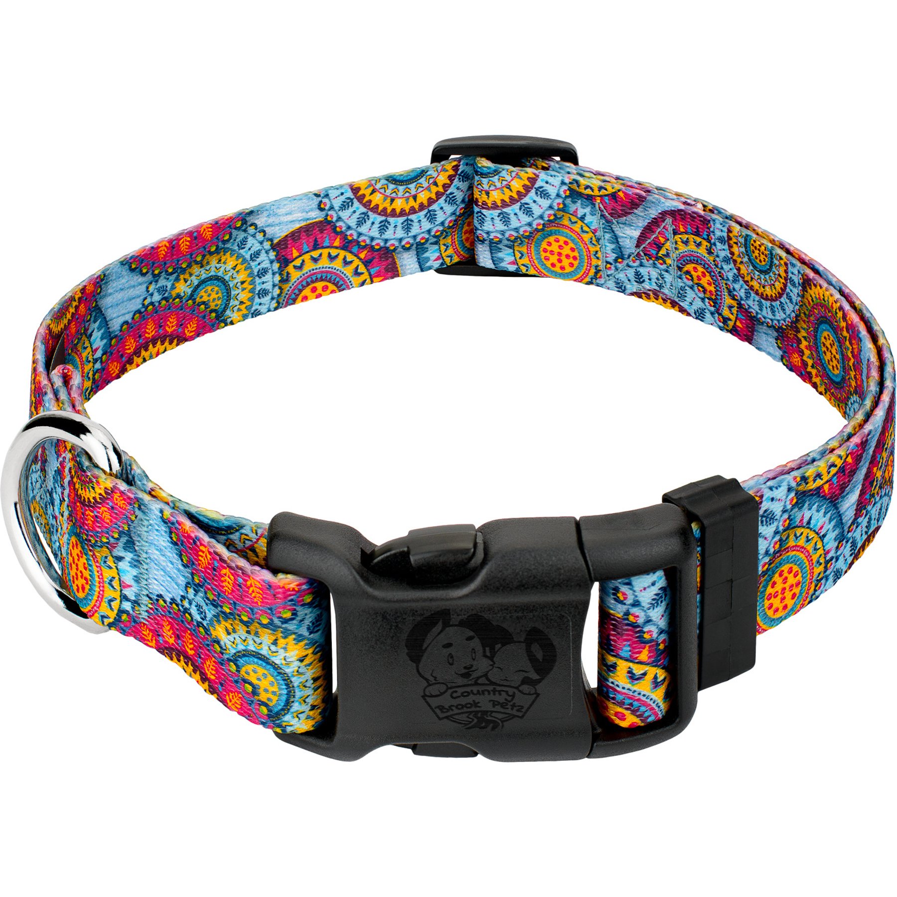 Country Brook Petz Deluxe Sky Mandala Dog Collar, Small: 11 to 13-in neck, 5/8-in wide