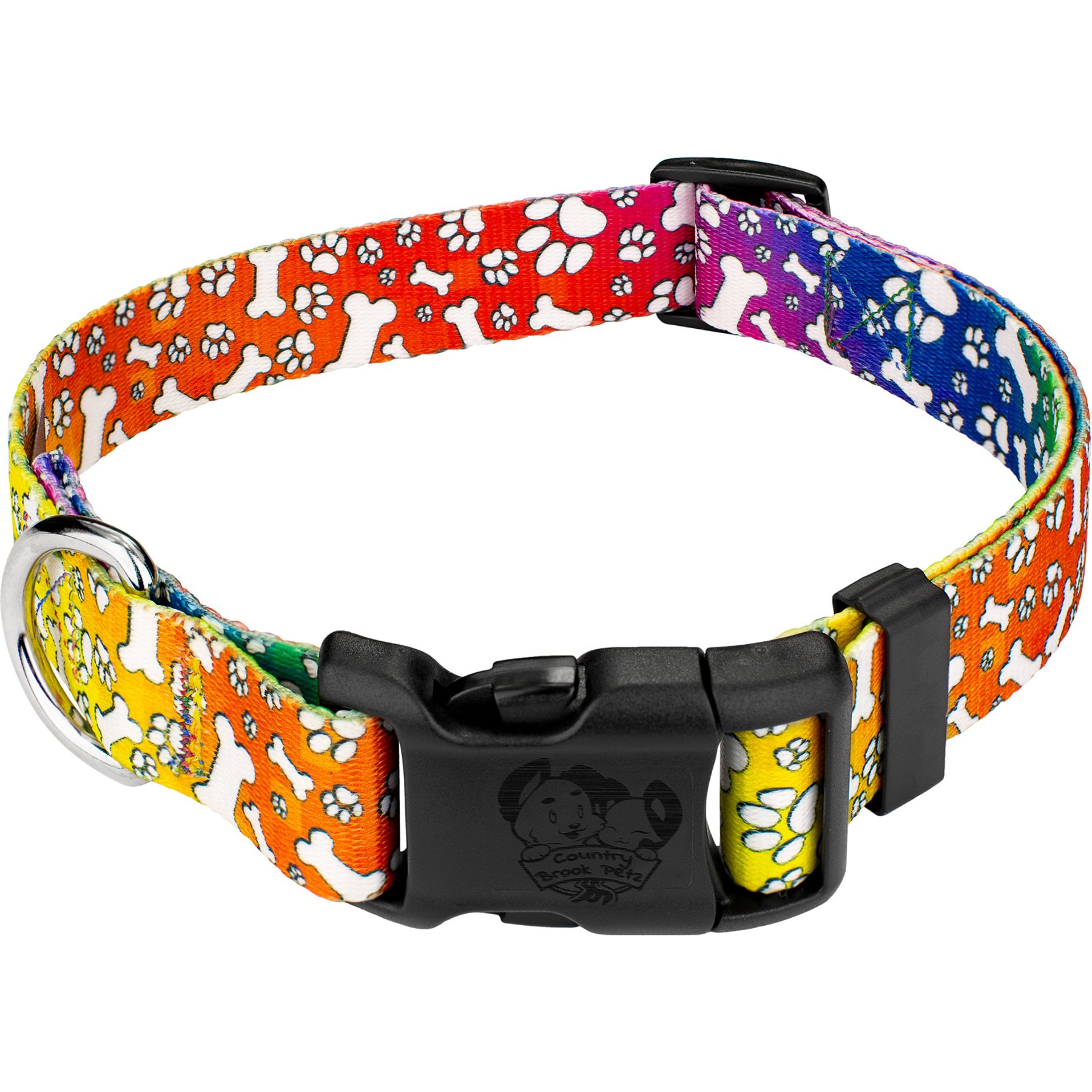 Country Brook Petz Deluxe Trippy Doggo Dog Collar, X-Small: 9 to 11-in neck, 1/2-in wide