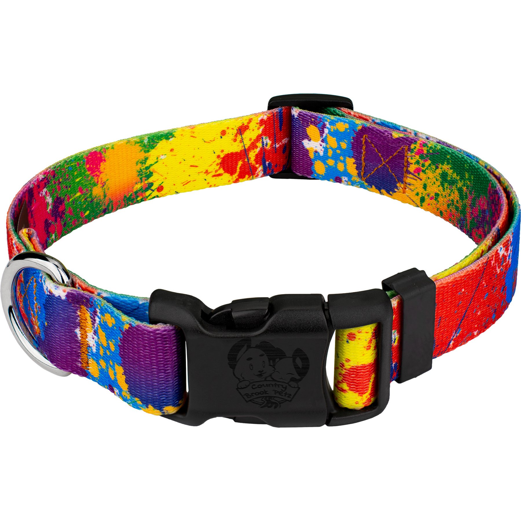 Country Brook Petz Deluxe Paint Splatter Dog Collar, Medium: 13 to 16-in neck, 1-in wide