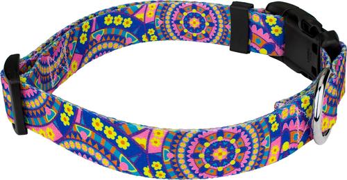 Show full view: Country Brook Petz Deluxe Blue Boho Mandala Dog Collar, Large: 16 to 22-in neck, 1-in wide slide 5 of 6
