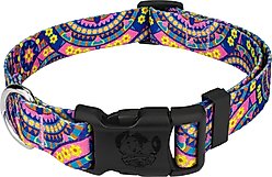 Country Brook Petz Deluxe Blue Boho Mandala Dog Collar, Medium: 13 to 16-in neck, 1-in wide