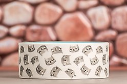 10 Strawberry Street Cat Face Pattern Cat Dish, Set of 2, Grey, Small slide 2 of 4