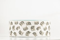 10 Strawberry Street Cat Face Pattern Cat Dish, Set of 2, Grey, Small