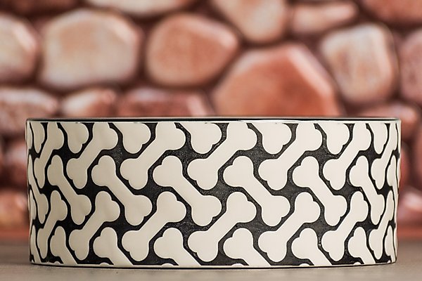 Show full view: 10 Strawberry Street HerringBone Pattern Dog Dish, Set of 2, Black, Medium slide 5 of 5