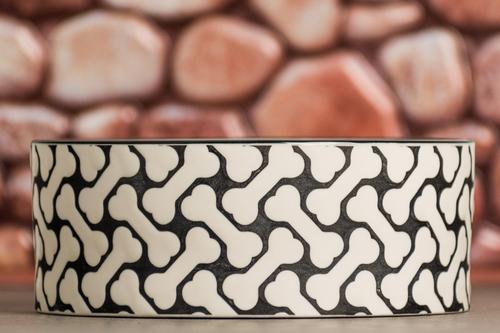 Show full view: 10 Strawberry Street HerringBone Pattern Dog Dish, Set of 2, Black, Medium slide 5 of 5