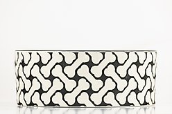 10 Strawberry Street HerringBone Pattern Dog Dish, Set of 2, Black, Medium