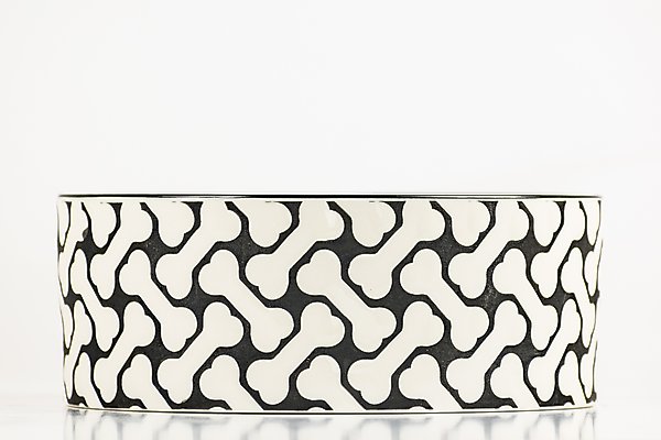 Show full view: 10 Strawberry Street HerringBone Pattern Dog Dish, Set of 2, Black, Medium slide 1 of 5