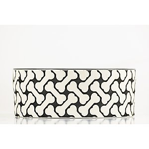 10 Strawberry Street HerringBone Pattern Dog Dish, Set of 2, Black, Medium