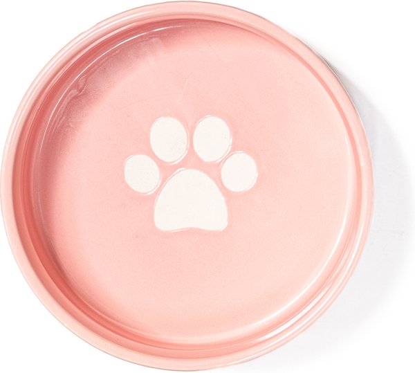 10 Strawberry Street Bone & Paw Pattern Dog Dish, Set of 2, Pink, Medium