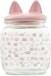 10 Strawberry Street Cat Ears Cat Treat Canister, Small, Pink