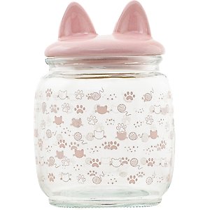 10 Strawberry Street Cat Ears Cat Treat Canister, Small, Pink