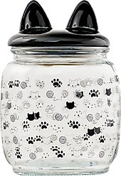 10 Strawberry Street Cat Ears Cat Treat Canister, Small, Black