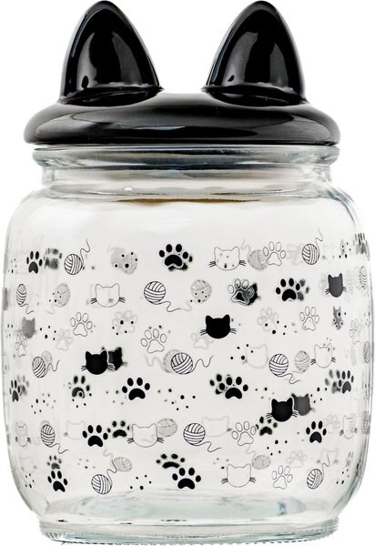 10 Strawberry Street Cat Face Pattern Cat Dish, Set of 2, Grey, Small