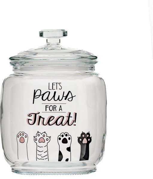 10 Strawberry Street "Let's Paws..." Cat Treat Canister, Black, Small