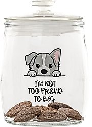 10 Strawberry Street "Not Too Proud to Beg" Dog Treat Canister, Clear, Medium slide 2 of 2