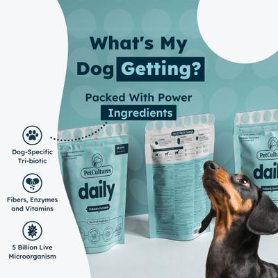 Show full view: PetCultures Daily Probiotics Digestive Aid Powder Supplement for Dogs, 30 count slide 4 of 10