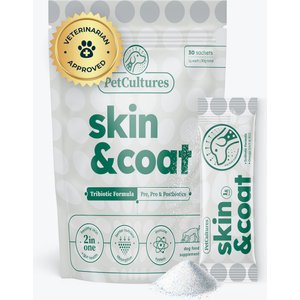 PetCultures Skin & Coat Powder Supplement for Dogs, 30 count
