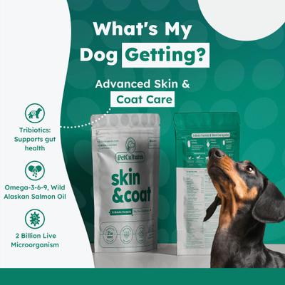 Show full view: PetCultures Skin & Coat Powder Supplement for Dogs, 30 count slide 3 of 10