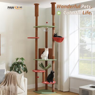 Show full view: PAWZ Road 101.6-in Mushroom Polyester Floor-to-Ceiling Cat Tree & Condo, Brown slide 5 of 9
