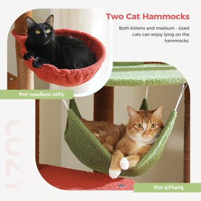 Show full view: PAWZ Road 101.6-in Mushroom Polyester Floor-to-Ceiling Cat Tree & Condo, Brown slide 2 of 9